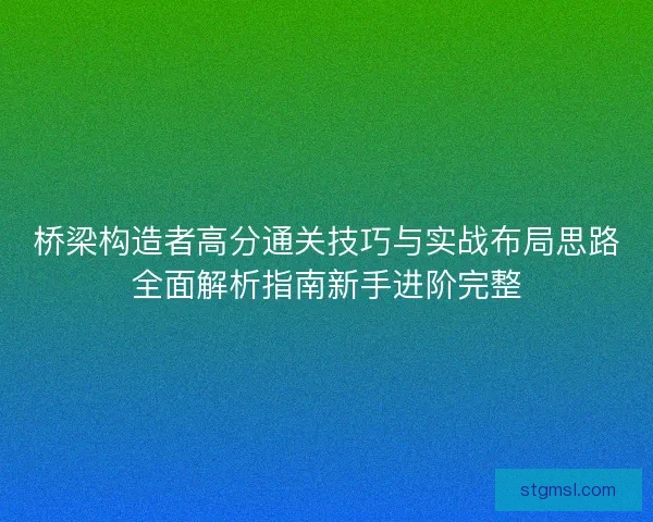桥梁构造者高分通关技巧与实战布局思路全面解析指南新手进阶完整
