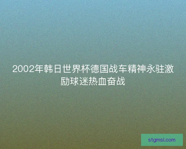 2002年韩日世界杯德国战车精神永驻激励球迷热血奋战