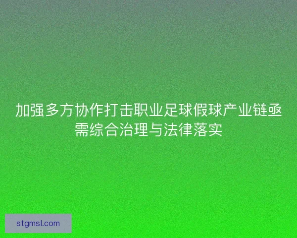 加强多方协作打击职业足球假球产业链亟需综合治理与法律落实