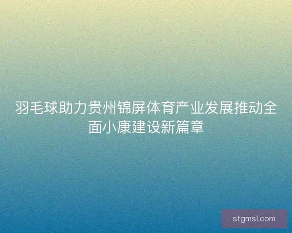 羽毛球助力贵州锦屏体育产业发展推动全面小康建设新篇章